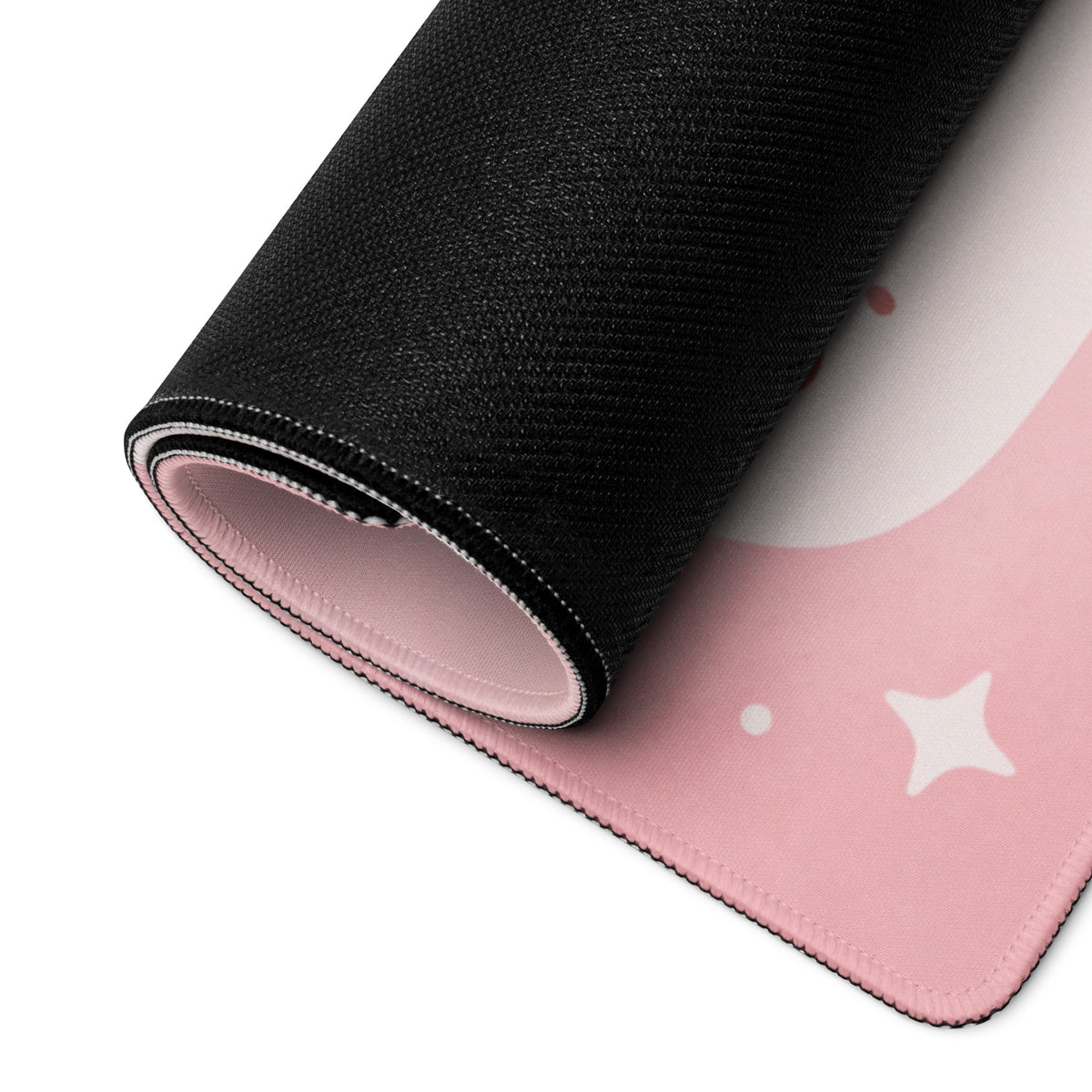 Pink Cute Cartoon Mouse Pad Large Non Slip Girly Hearts And Stars Design
