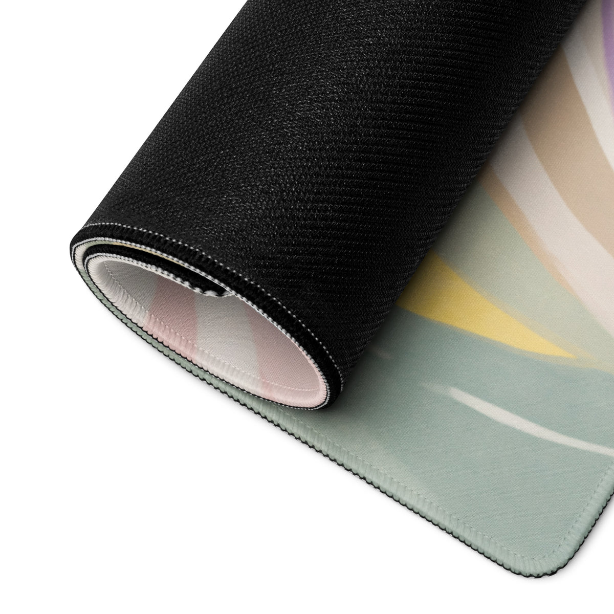 Pastel Rainbow Cute Gaming Mouse Pad With Cozy Scene