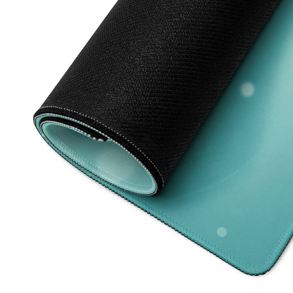 Cute Teal Galaxy Gaming Mouse Pad With Moon And Cloud Design