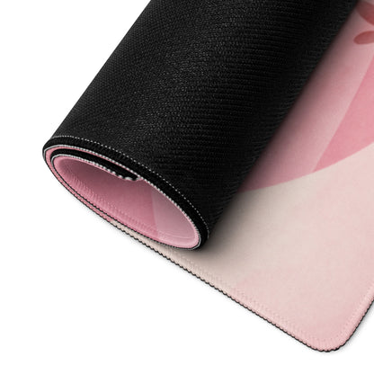 Pink Cute Gaming Mouse Pad With Clouds and Rabbits