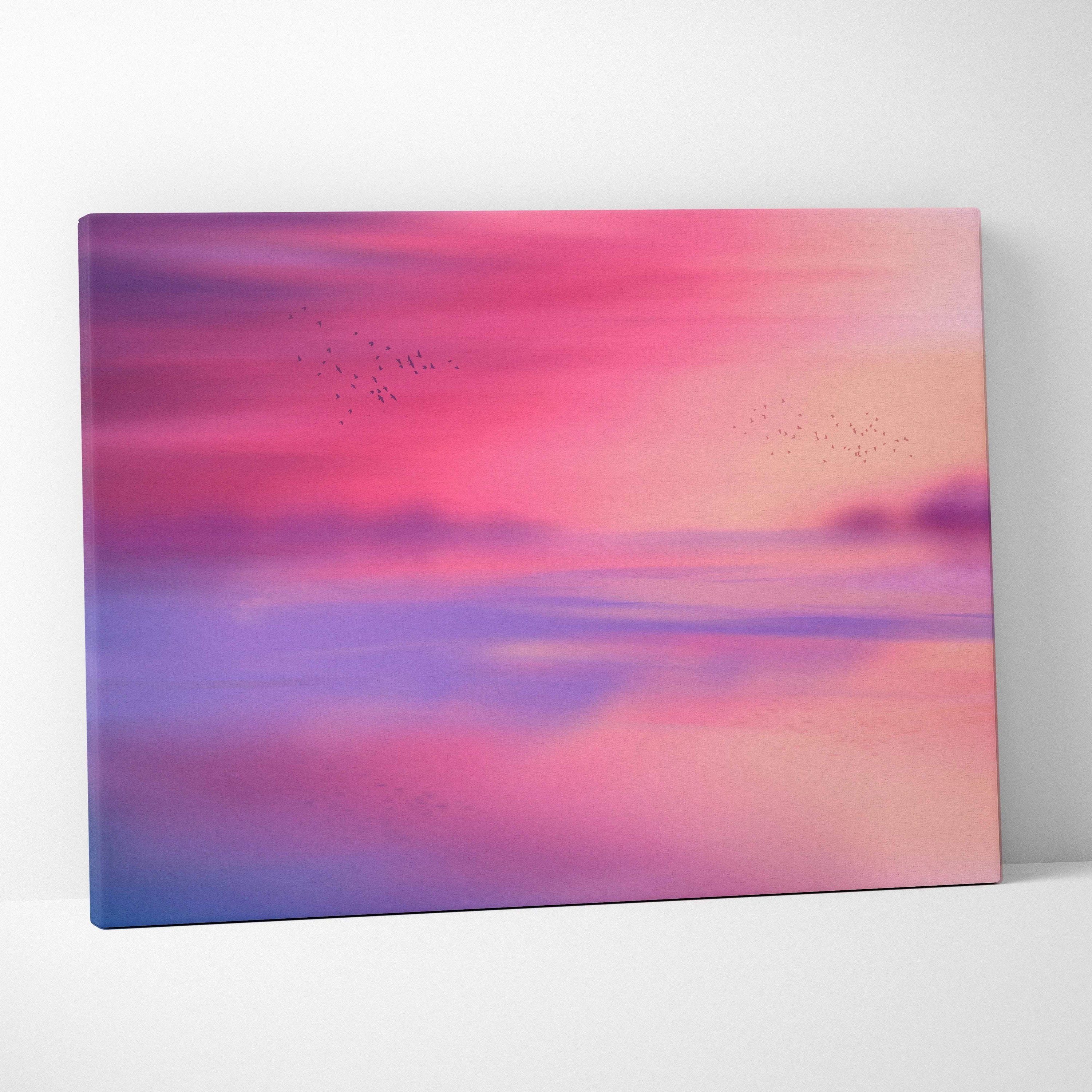 Ethereal sky gradient canvas wall art with pink purple blue sunset tones