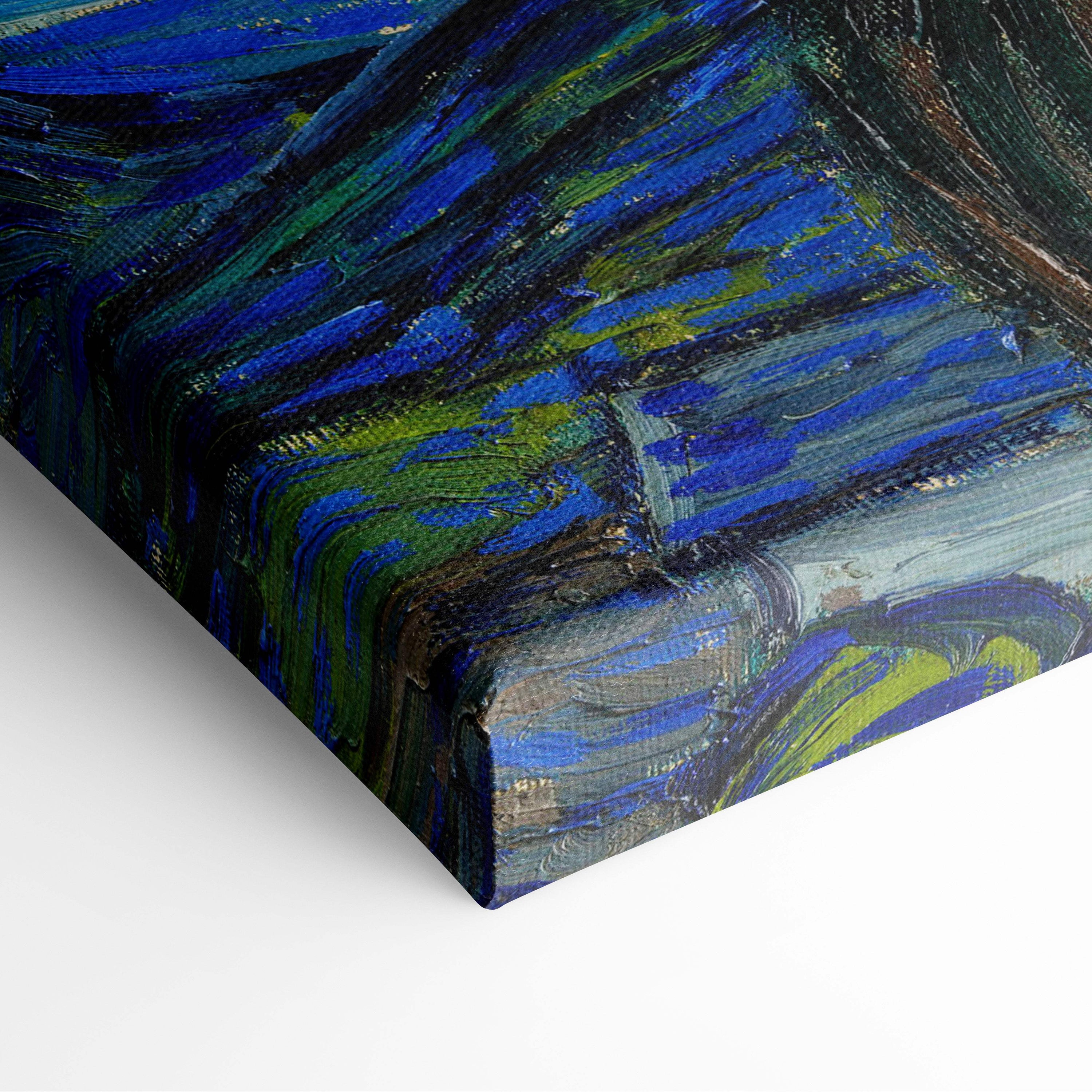 Vibrant Starry Night by Vincent van Gogh canvas print with bold blue green brushstrokes