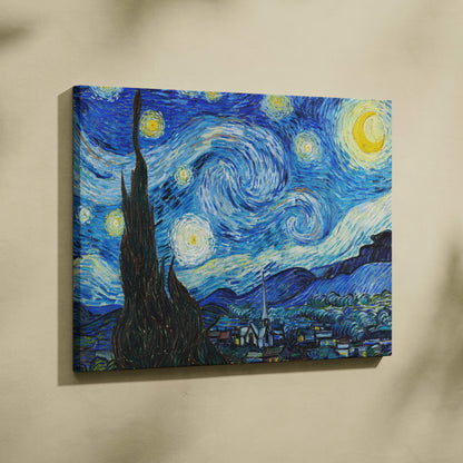Starry Night by Vincent van Gogh canvas print with swirling blues and yellows