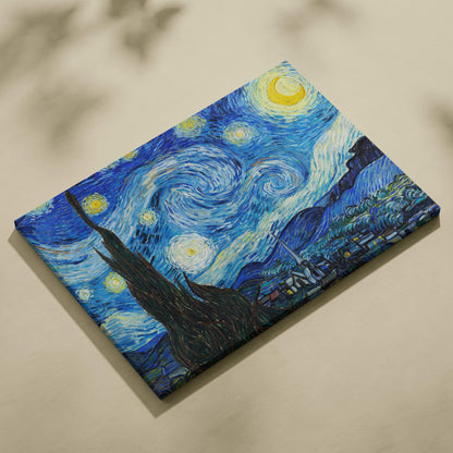 Starry Night by Vincent van Gogh canvas print with swirling blues and yellows