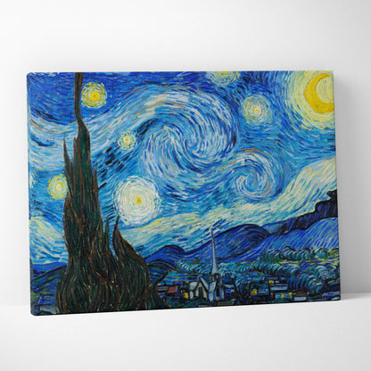 Starry Night Vincent van Gogh canvas print with swirling blues and yellows