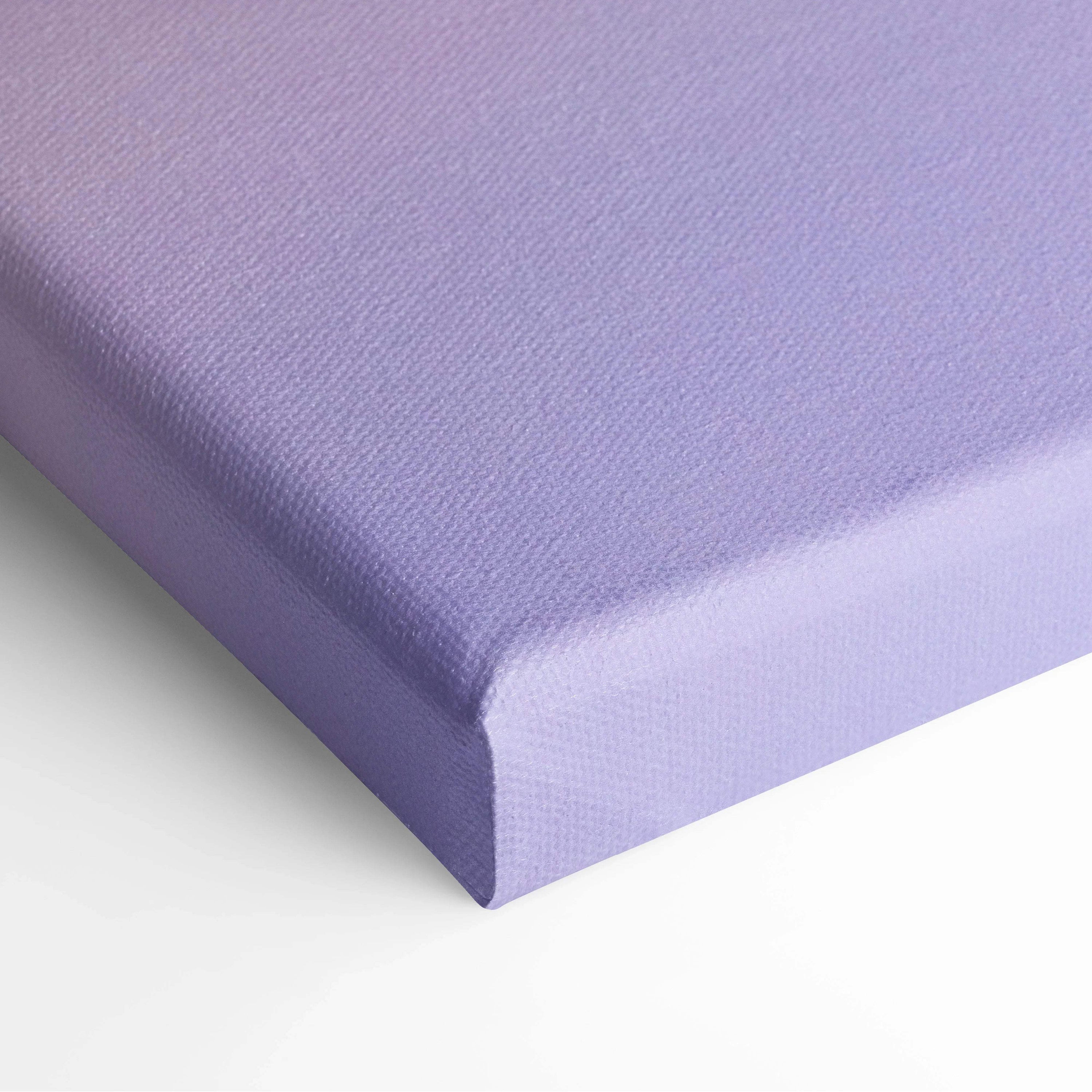 Purple textured canvas print of three boats on foggy Mirror Lake in lilac pink blue tones