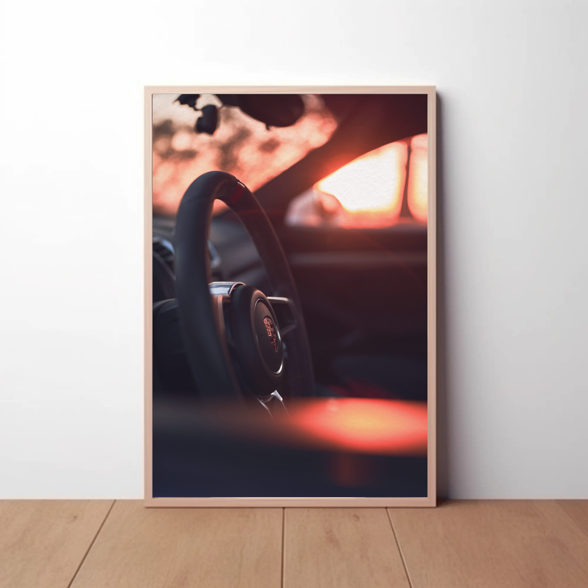 Porsche GT4 Steering Wheel Shot - Automotive Car Poster - Throttle Designs