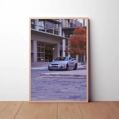 Nissan GTR R34 Skyline Automotive Car Poster #002 - Throttle Designs