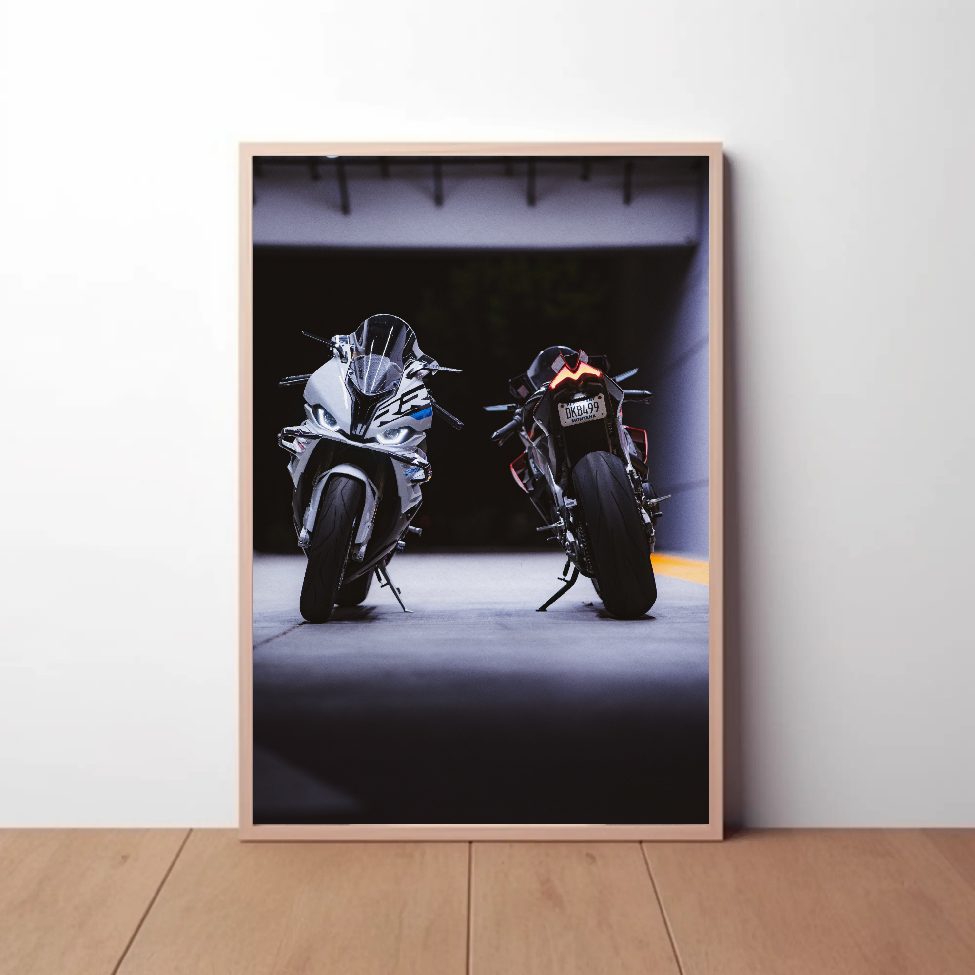 BMW S1000RR and Aprilia RSV4 1100 Factory Motorcycle Poster #003 - Throttle Designs