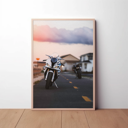 BMW S1000RR and Aprilia RSV4 1100 Factory Motorcycle Poster #004 - Throttle Designs