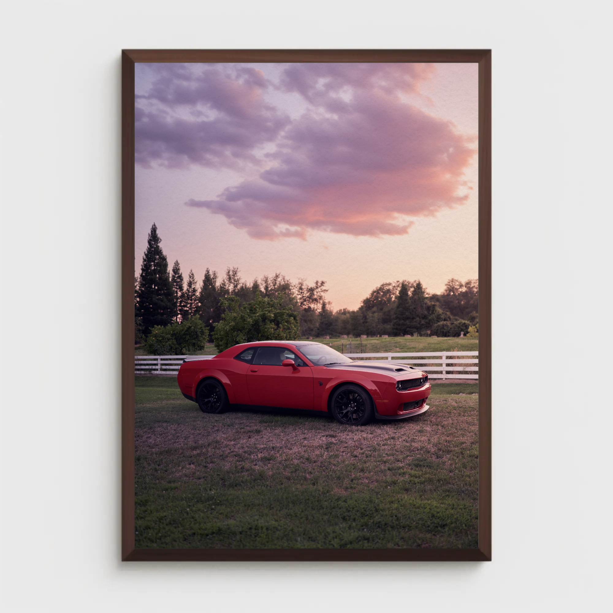 Dodge Challenger Hellcat Automotive Car Poster #001 - Throttle Designs