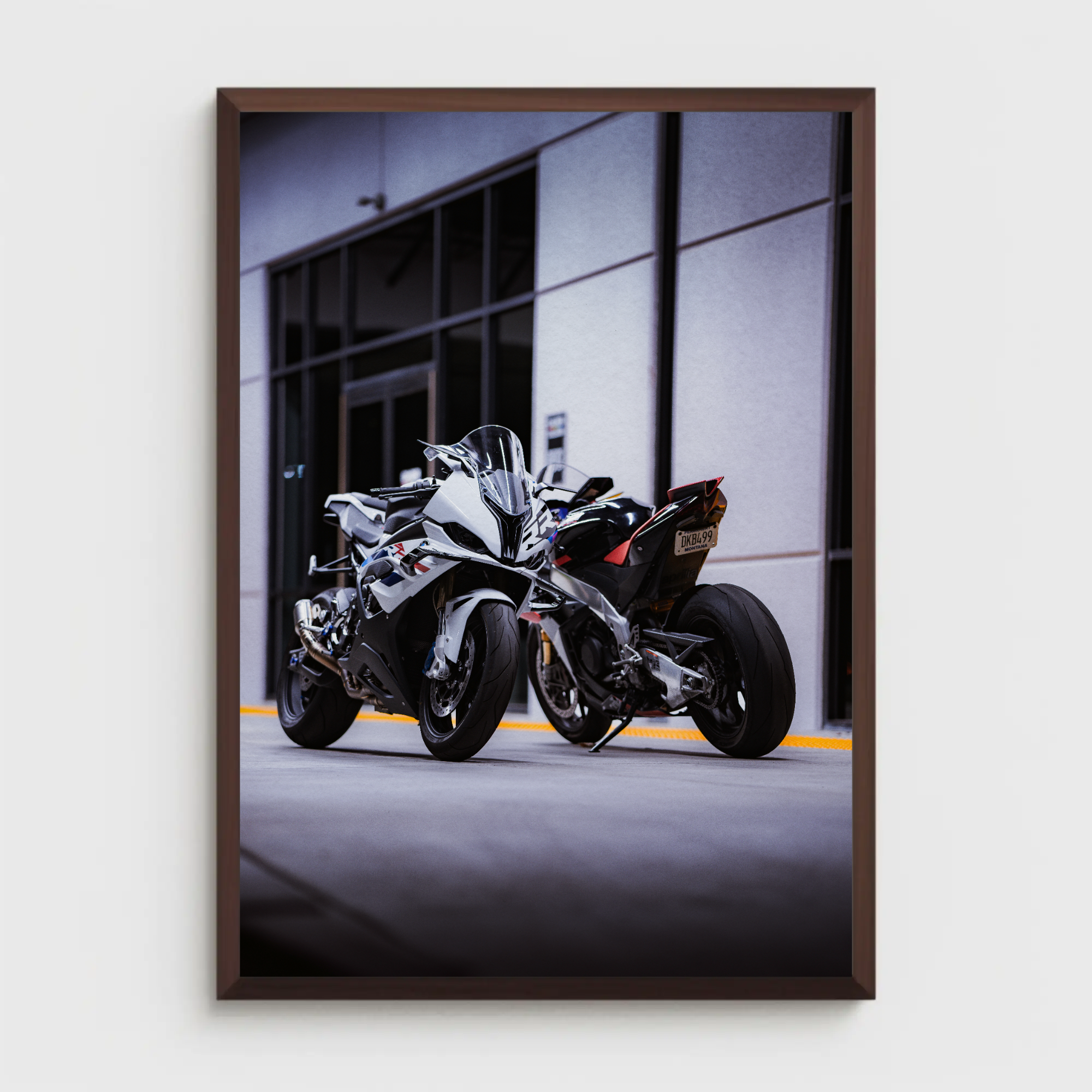 BMW S1000RR and Aprilia RSV4 1100 Factory Motorcycle Poster #002 - Throttle Designs