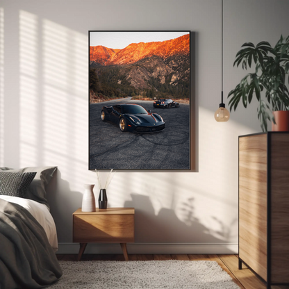 Ferrari 488 GTB & Nissan GTR R35 Supercar Art Print Wall Poster #001