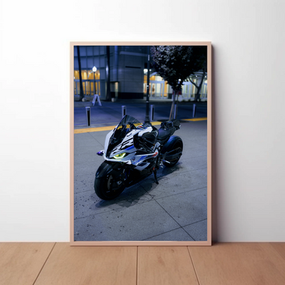 BMW S1000RR Drag Spec Motorcycle Art Print Poster #023