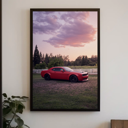 Dodge Challenger Hellcat Automotive Car Poster #001 - Throttle Designs