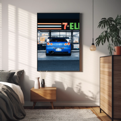 Nissan GTR R34 Skyline Automotive Car Poster #014 - Throttle Designs