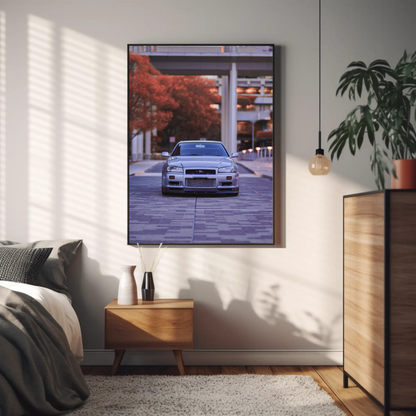 Nissan GTR R34 Skyline Automotive Car Poster #001 - Throttle Designs