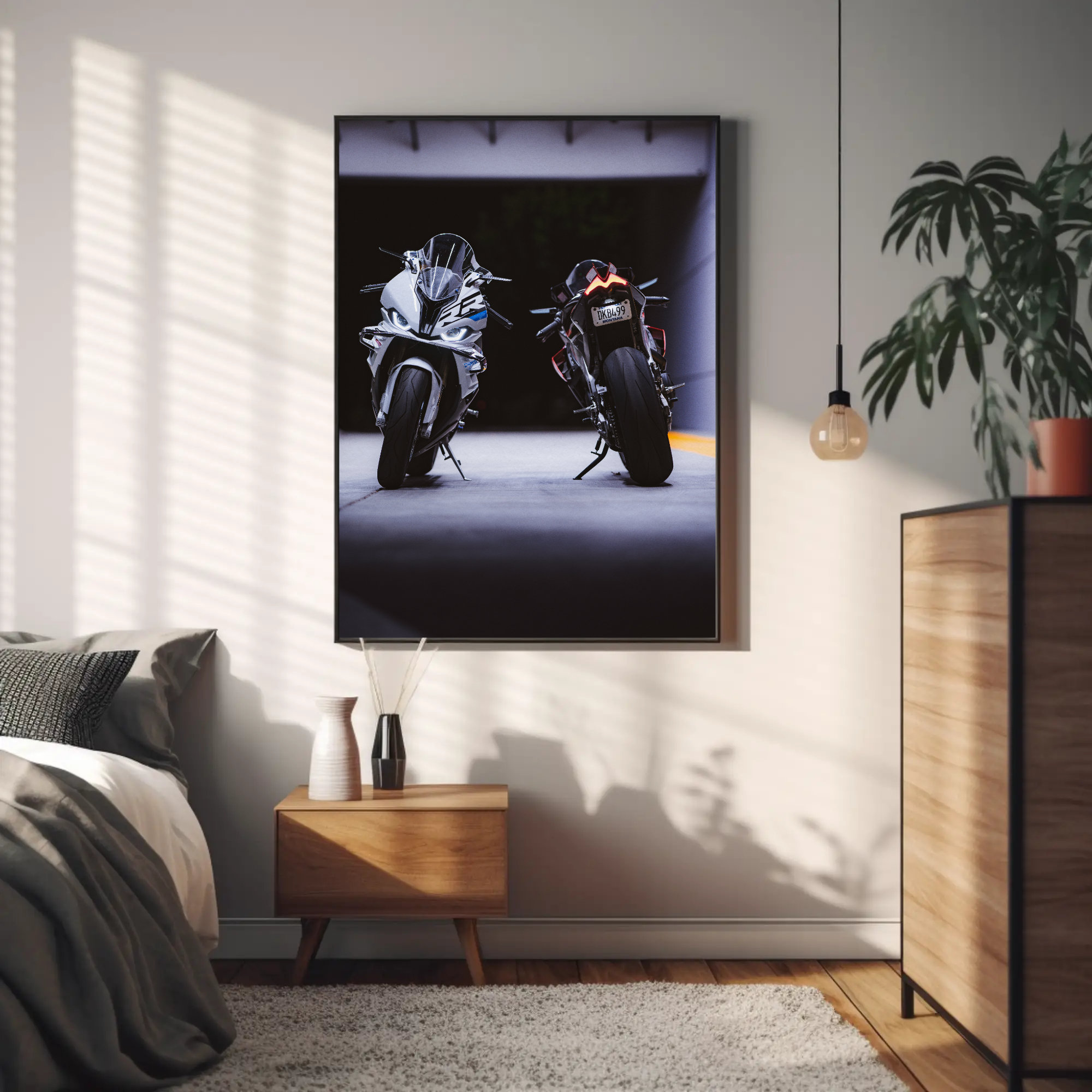 BMW S1000RR and Aprilia RSV4 1100 Factory Motorcycle Poster #003 - Throttle Designs