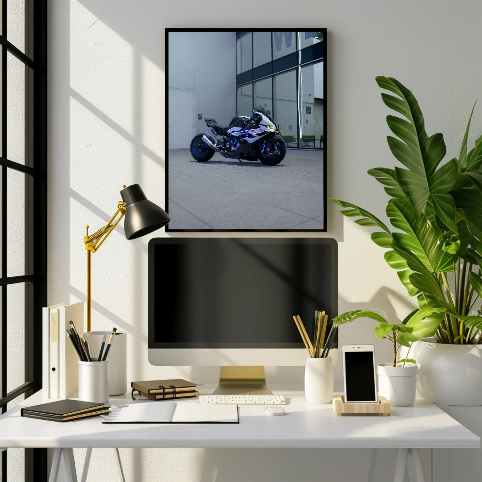 BMW S1000RR Drag Spec Motorcycle Art Print #020 - High Quality Wall Decor