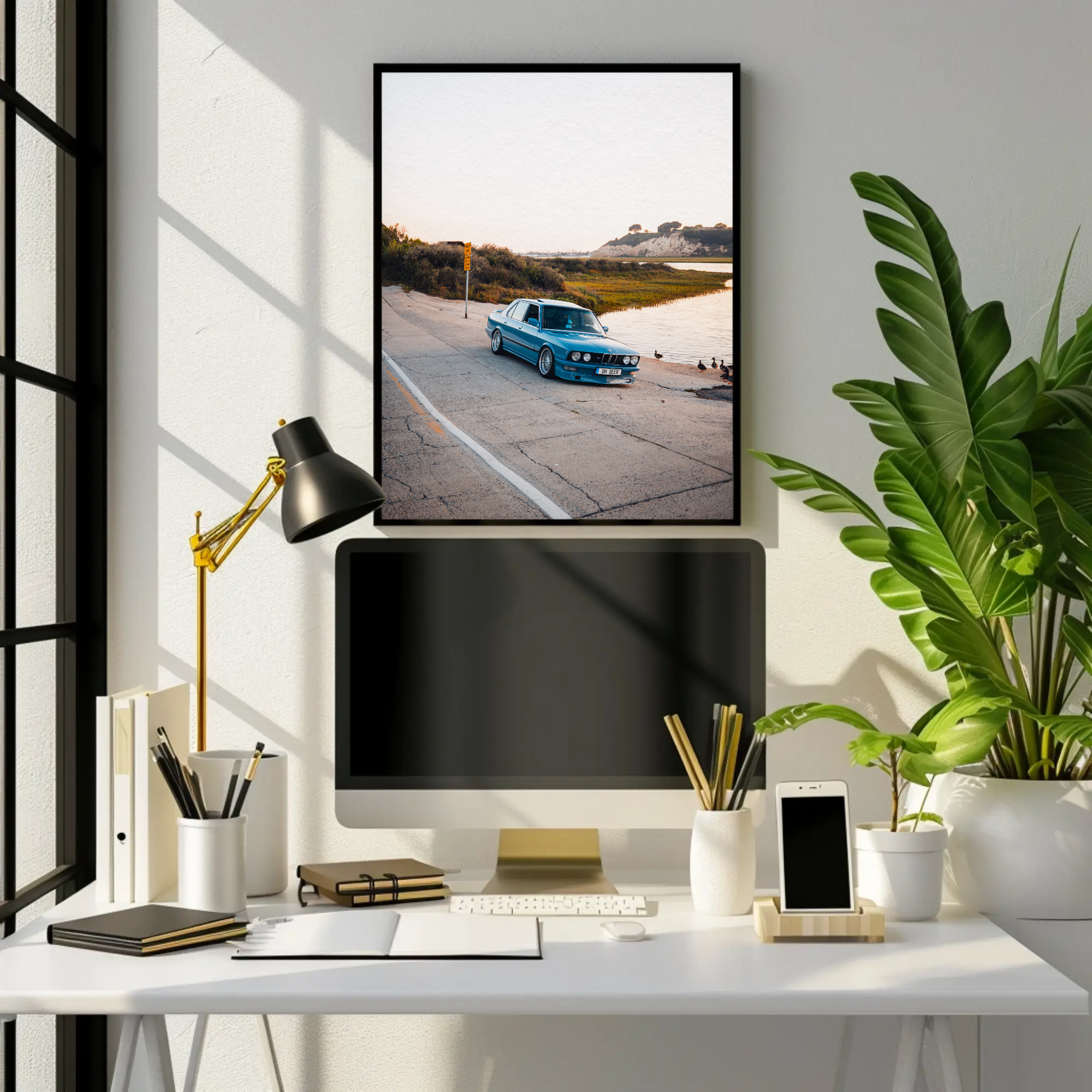 BMW E28 5 Series Classic Car Art Print Poster #001