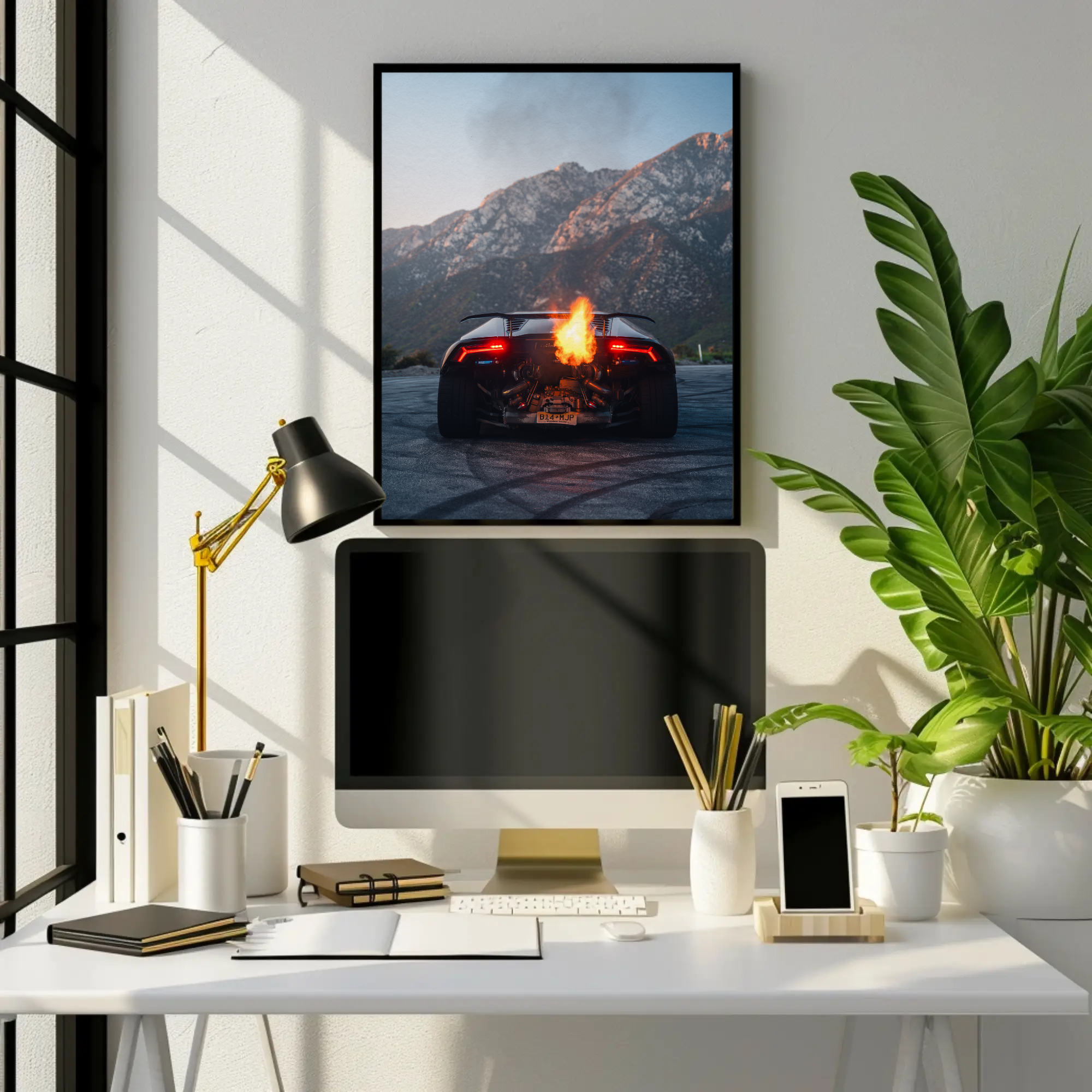 Lamborghini Huracan Wall Art #060 - Fiery Flames Edition Poster