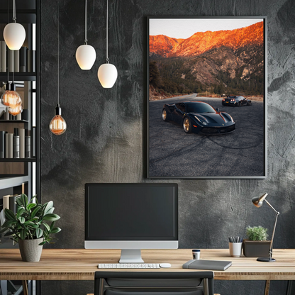 Ferrari 488 GTB & Nissan GTR R35 Supercar Art Print Wall Poster #001