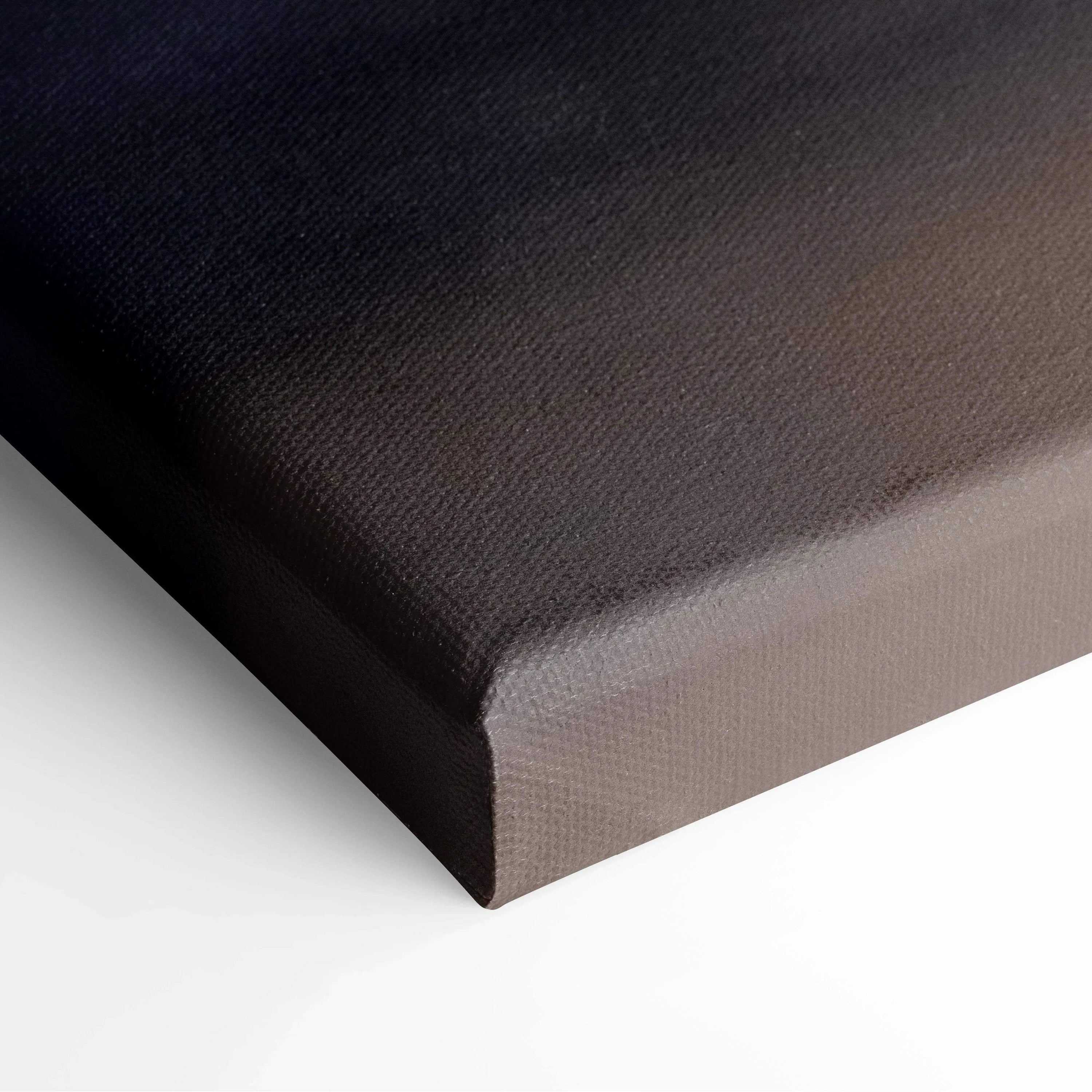Close-up of dark textured canvas edge showcasing high-quality wrapped wall art print.