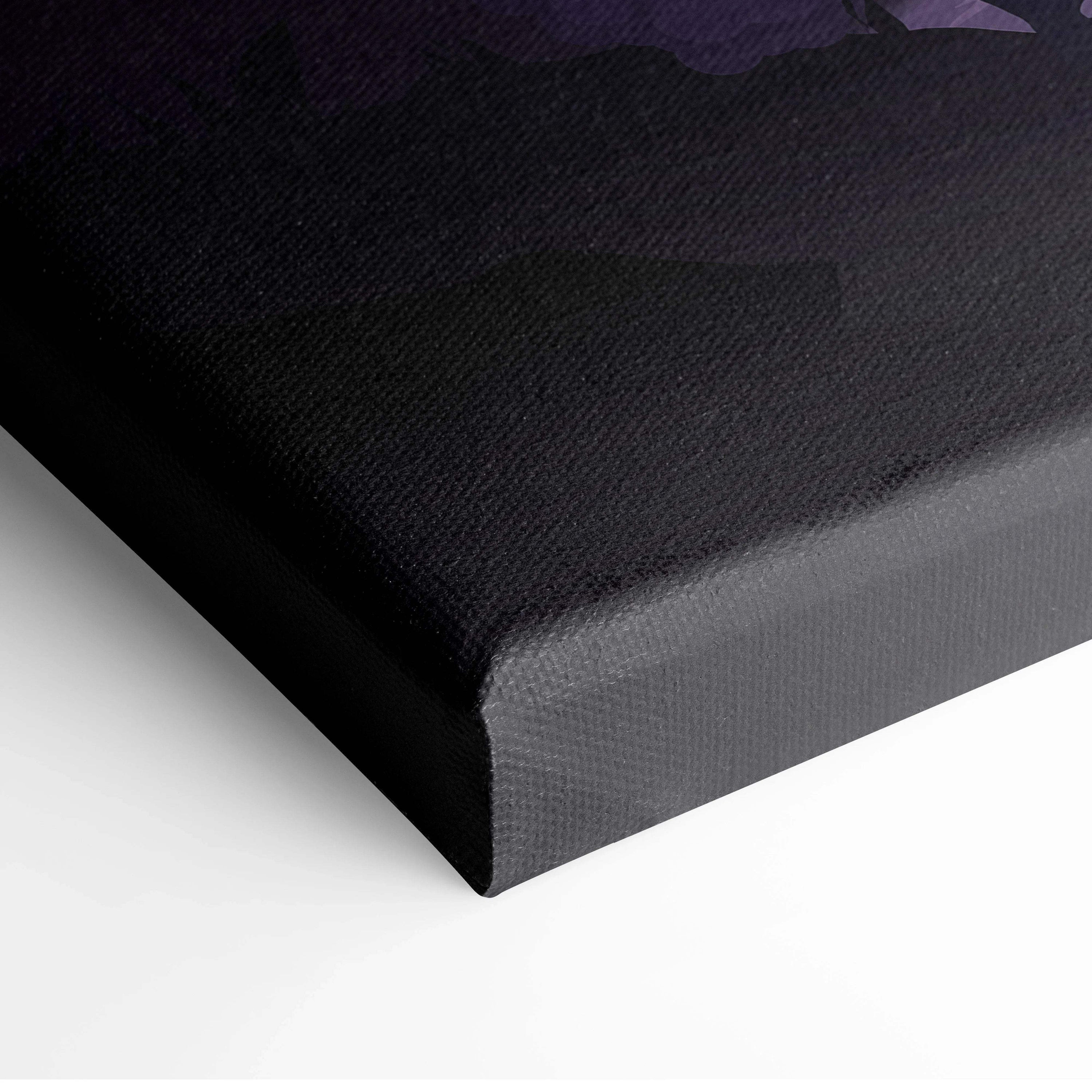 Black textured canvas back with subtle purple hue corner, Dreamlike Alien Vista art