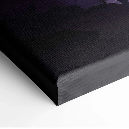Black textured canvas back with subtle purple hue corner, Dreamlike Alien Vista art