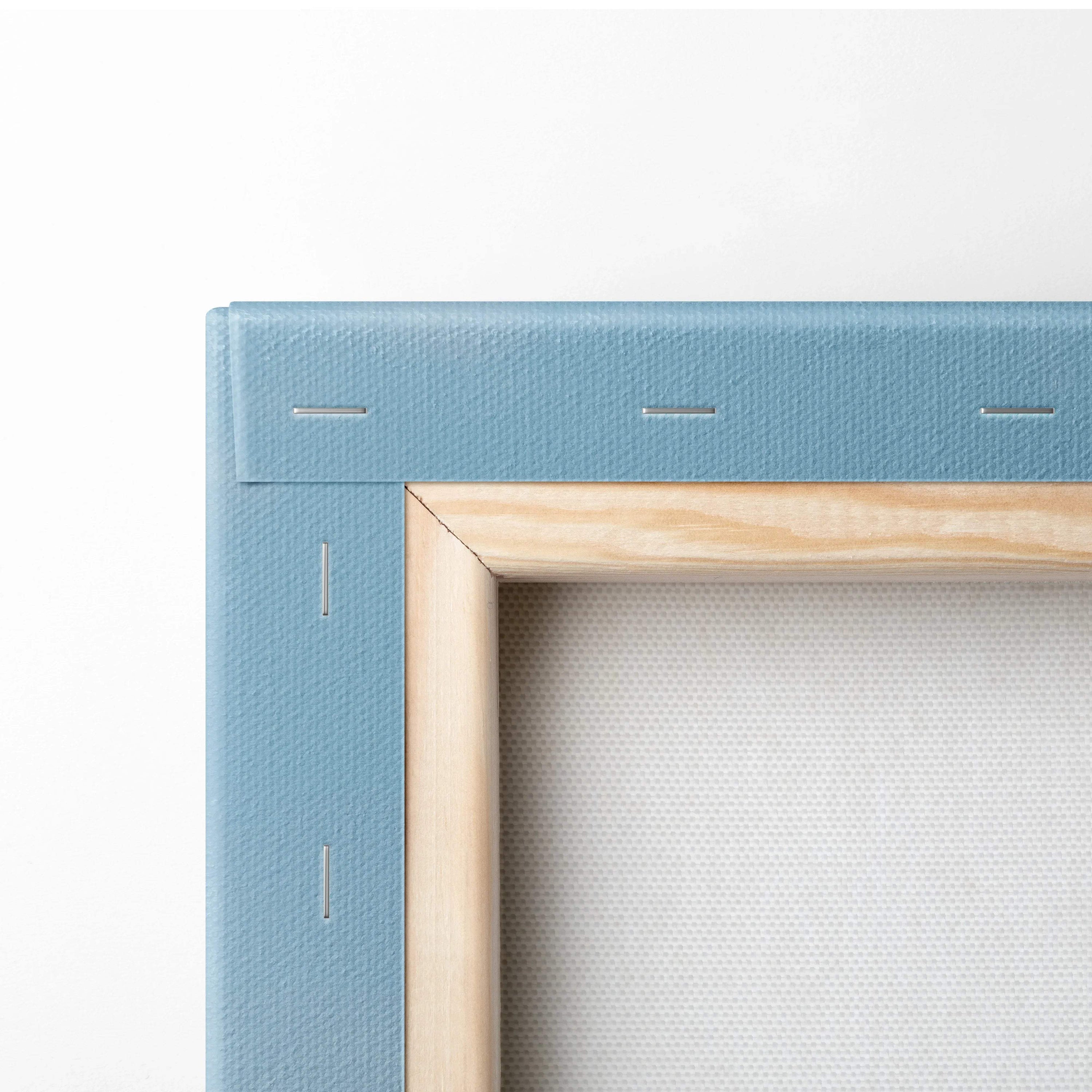 Light blue textured canvas frame with pink blossom arch art