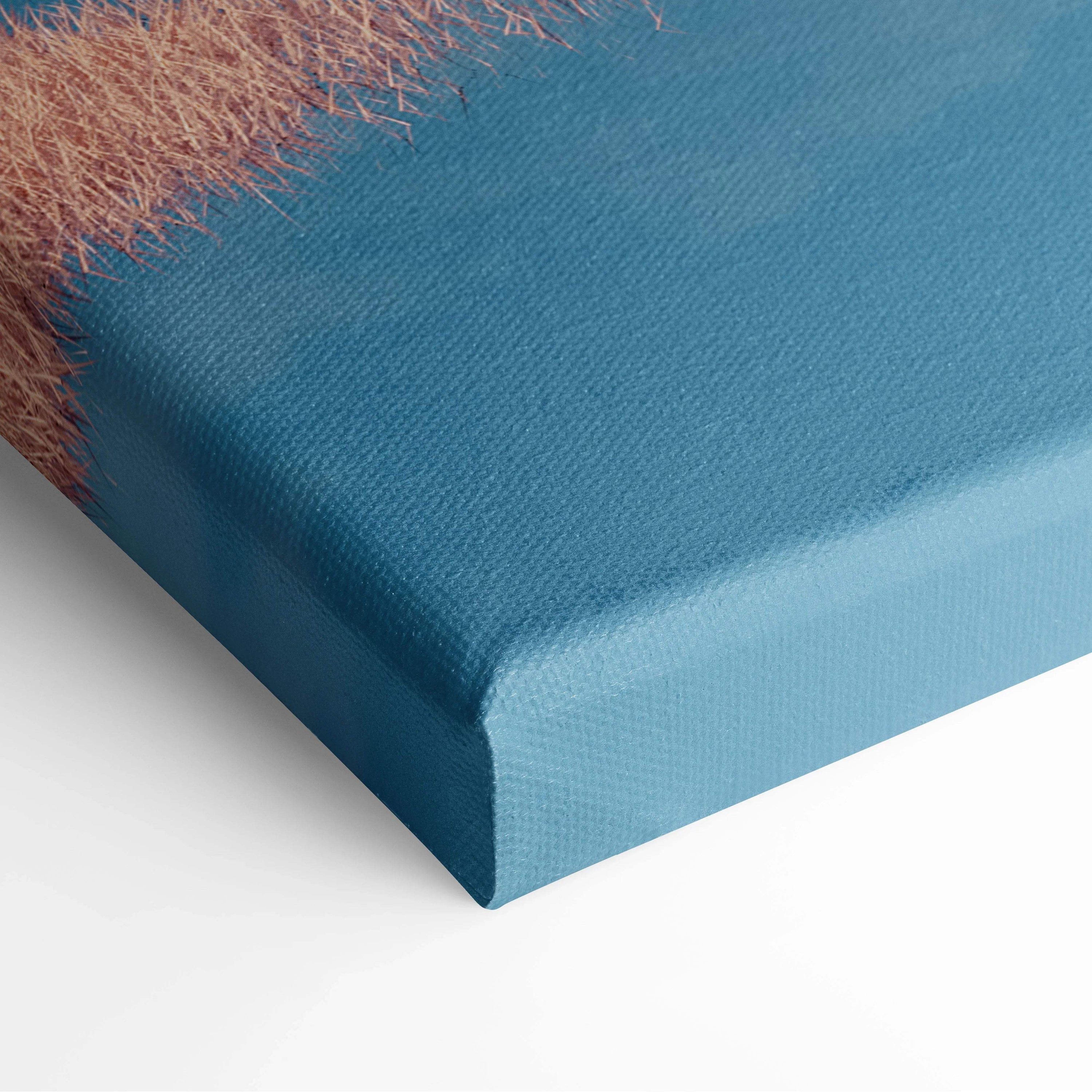 Teal Surreal Minimalist 3D Landscape Canvas Print with Fuzzy Brown Border
