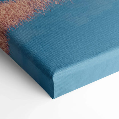 Teal Surreal Minimalist 3D Landscape Canvas Print with Fuzzy Brown Border