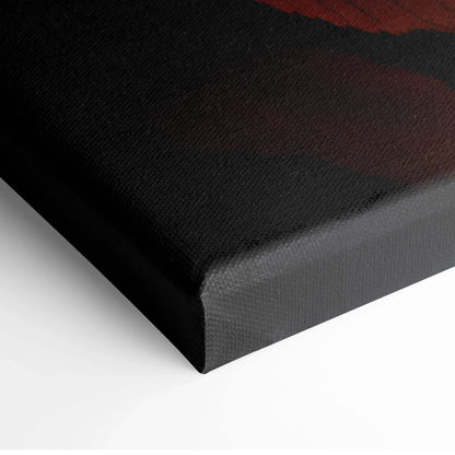 Close-up of black canvas wall art corner with textured surface and crisp edges.