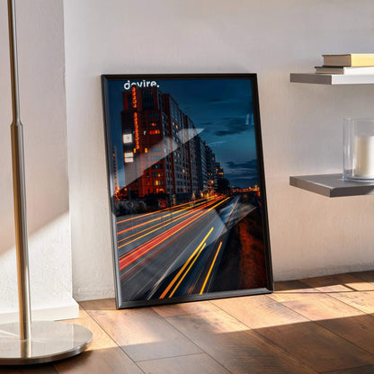 Vibrant City Night Skyline Art Print Poster | Vertical - Throttle Designs