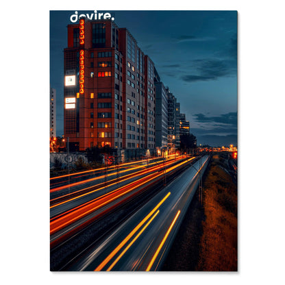 Vibrant City Night Skyline Art Print Poster | Vertical - Throttle Designs