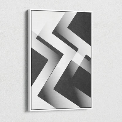 Framed geometric abstraction monochrome gradient wall art print