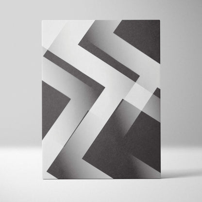 Geometric abstraction canvas with overlapping monochrome lines for modern interiors
