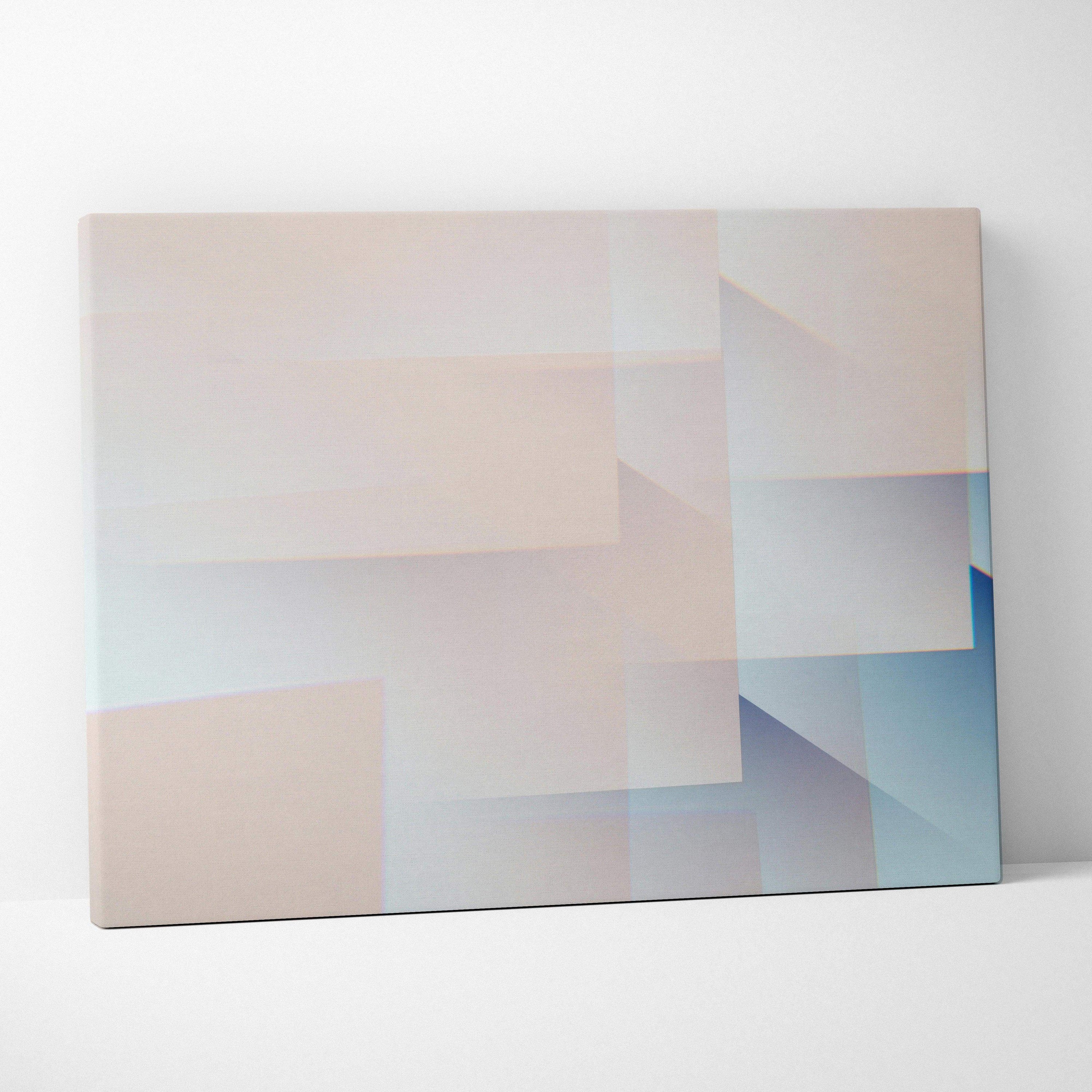 Minimal abstract geometry canvas wall art in beige, pale blue, lavender