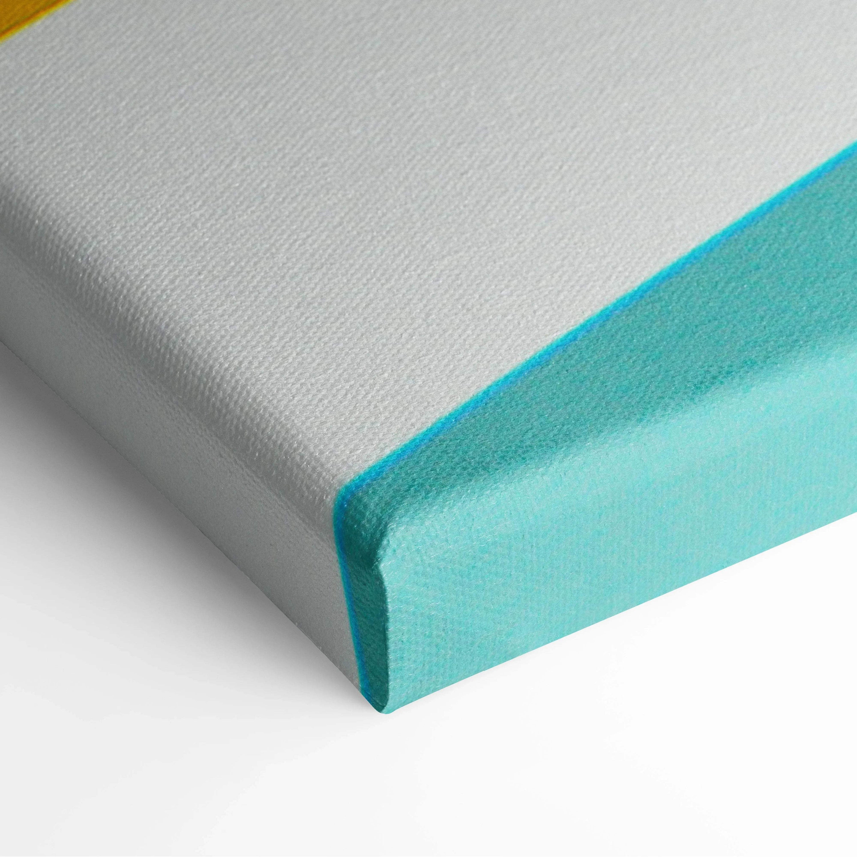 Gray canvas on teal frame, abstract teal yellow purple white gradients art