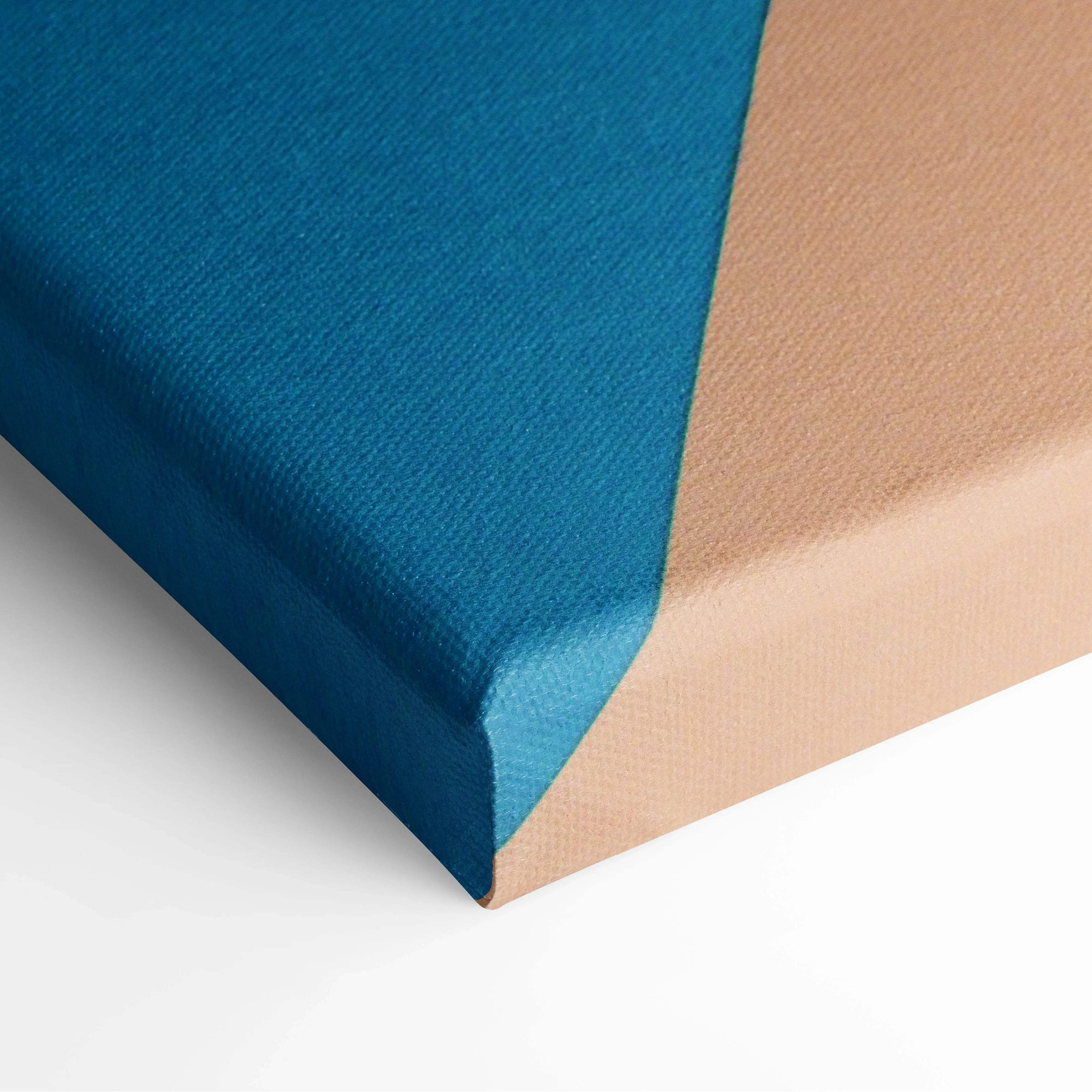 Minimal abstract diagonal teal blue peach canvas wall art