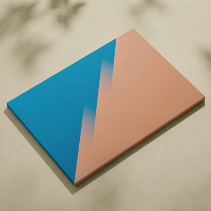 Minimal teal blue and peach diagonal abstract canvas wall art