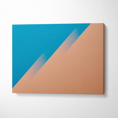 Modern teal and peach diagonal abstract canvas wall art