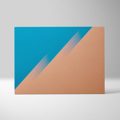 Minimal abstract diagonal teal and peach canvas wall art