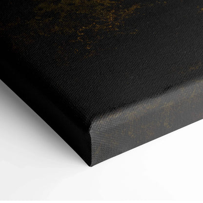 Black canvas wall art corner with subtle dark gold textured accents.