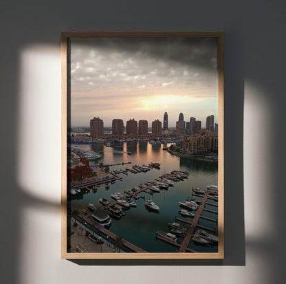 Vibrant Sunset Cityscape Art Poster Print | Vertical - Throttle Designs