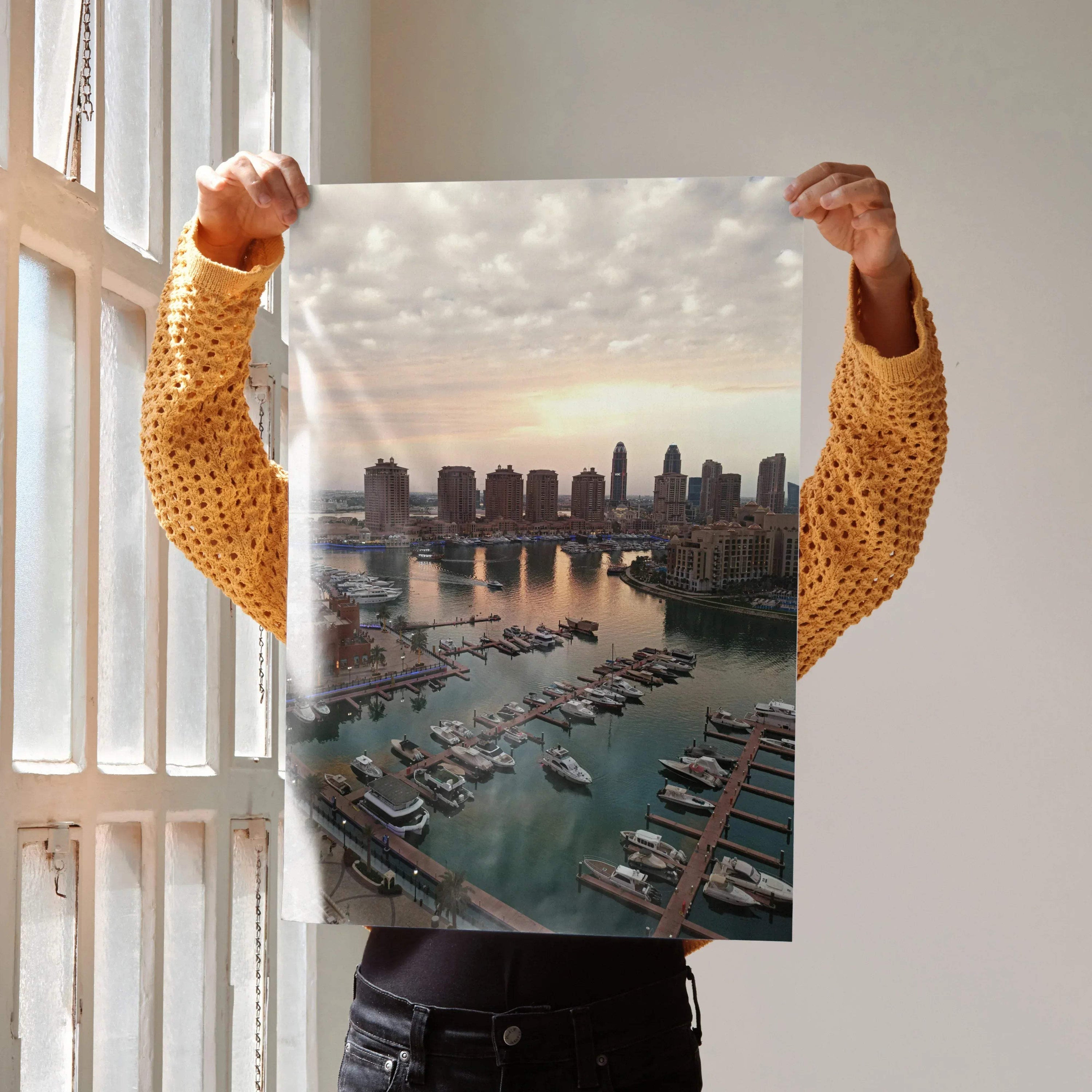 Vibrant Sunset Cityscape Art Poster Print | Vertical - Throttle Designs