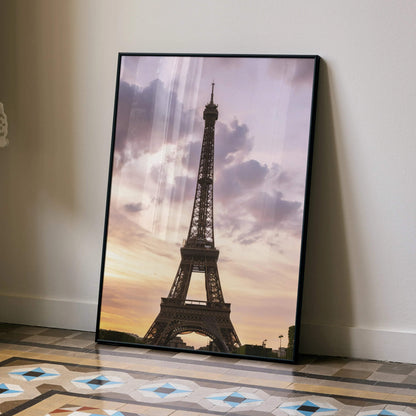 Eiffel Tower Sunset Art Print: Paris Wall Decor | Vertical - Throttle Designs