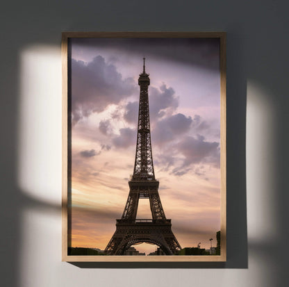Eiffel Tower Sunset Art Print: Paris Wall Decor | Vertical - Throttle Designs