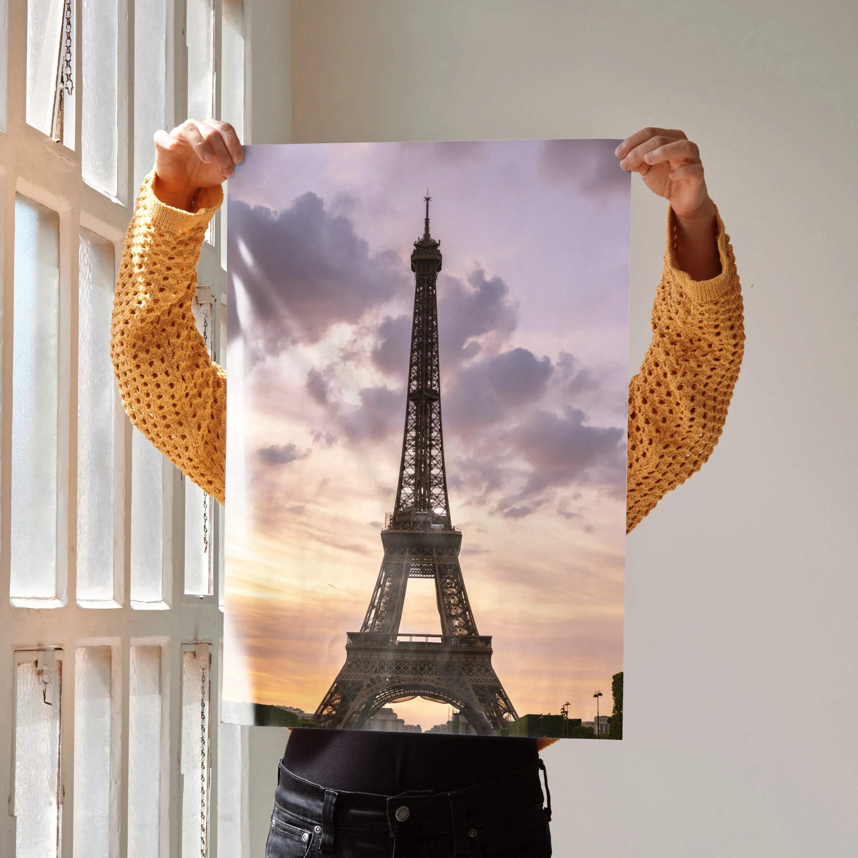 Eiffel Tower Sunset Art Print: Paris Wall Decor | Vertical - Throttle Designs