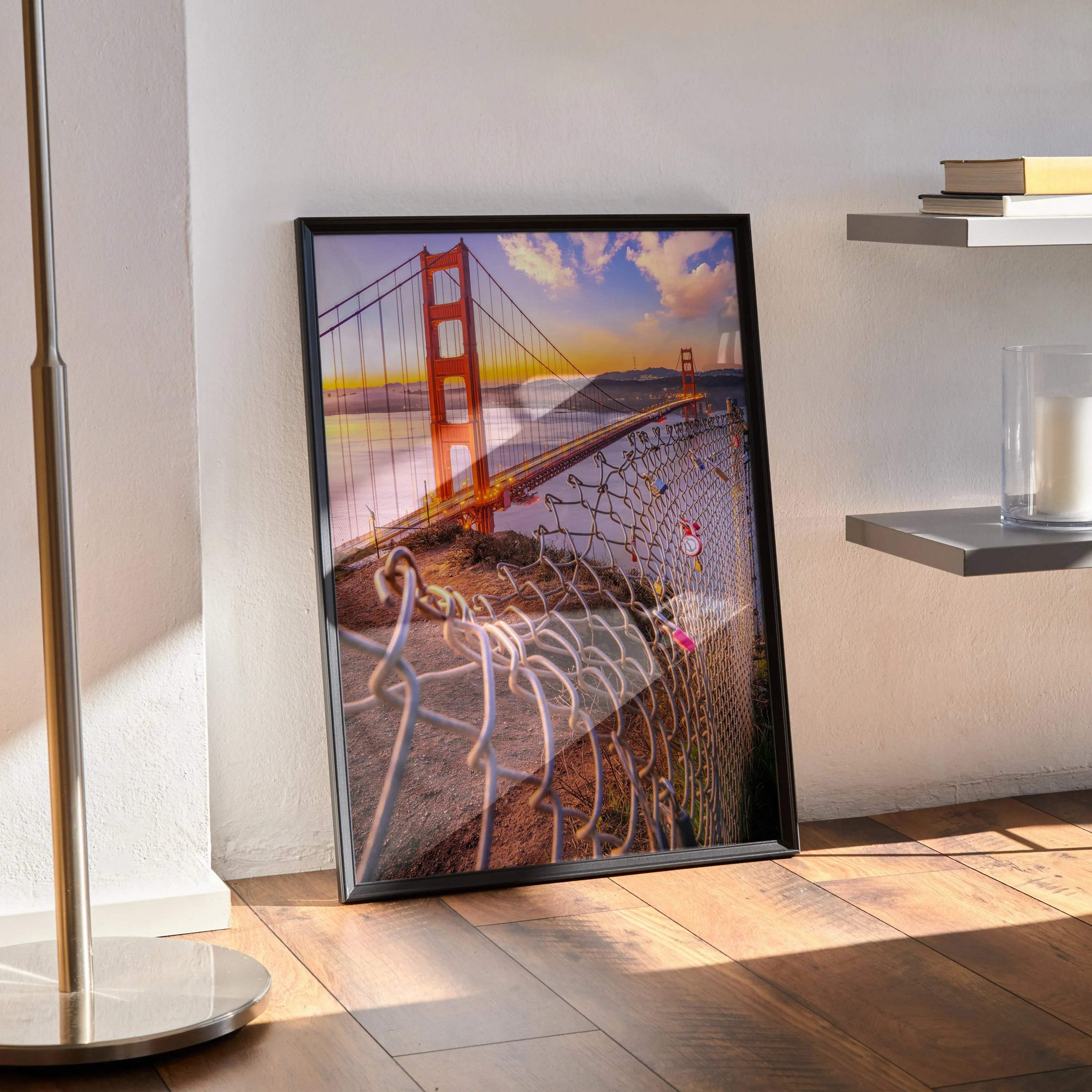 Stunning Golden Gate Sunset Ocean Art Print Poster | Vertical - Throttle Designs